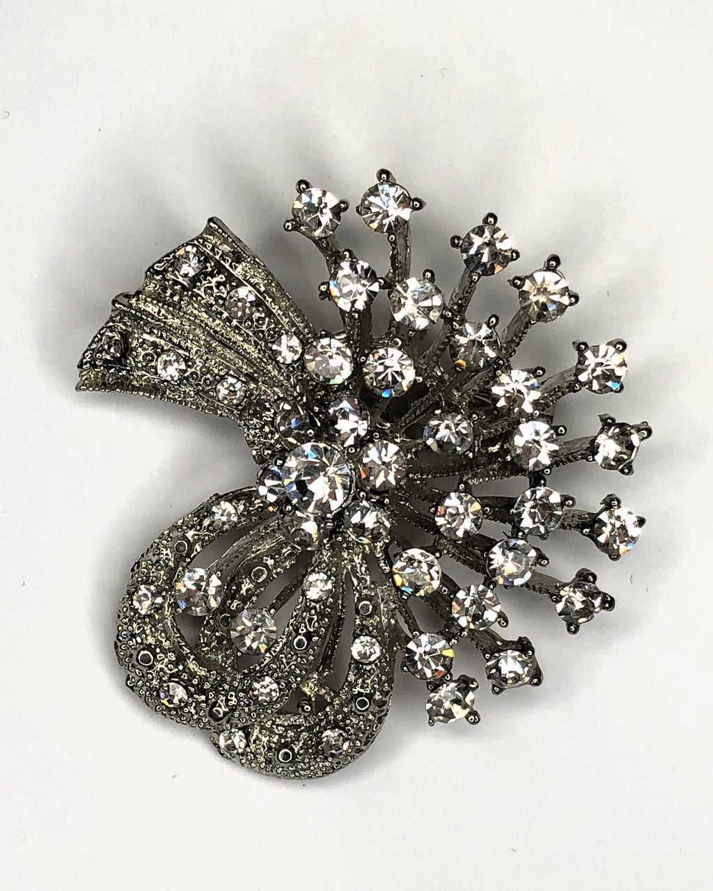 Silver diamante bouquet brooch at erika