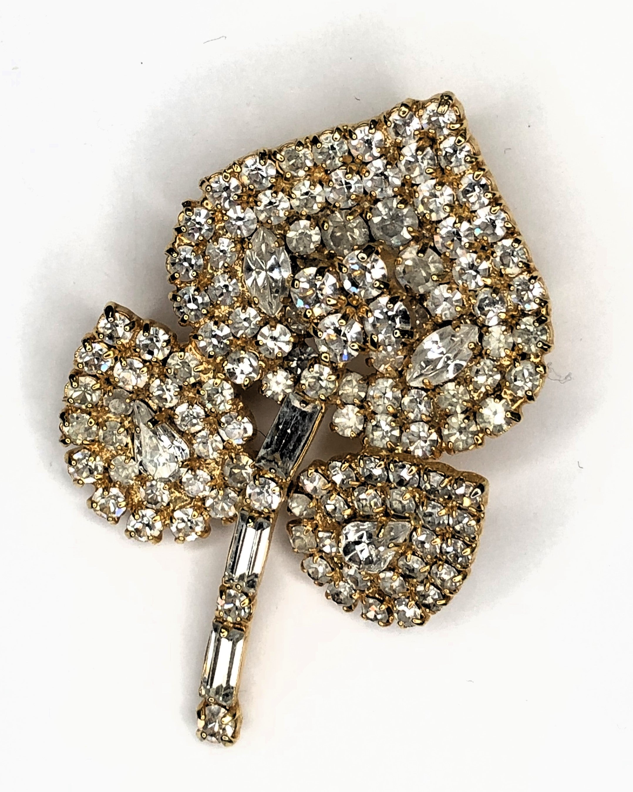 Gold diamante flower brooch at erika