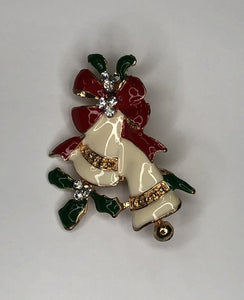Christmas bells with red ribbon brooch at erika