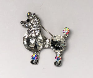 Silver diamante poodle bow on top brooch at erika