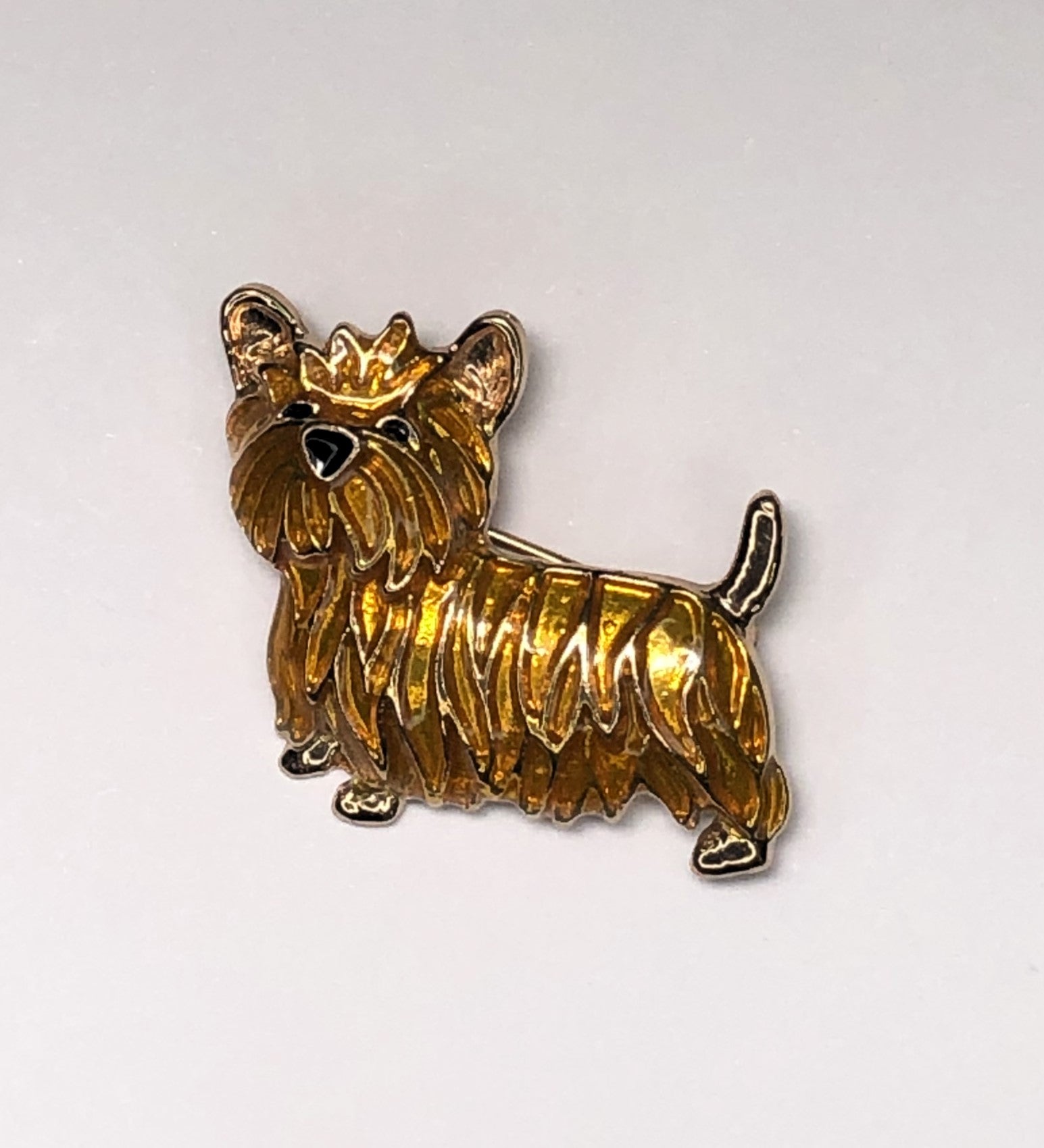 Gold enameled Scottish Terrier dog brooch at erika