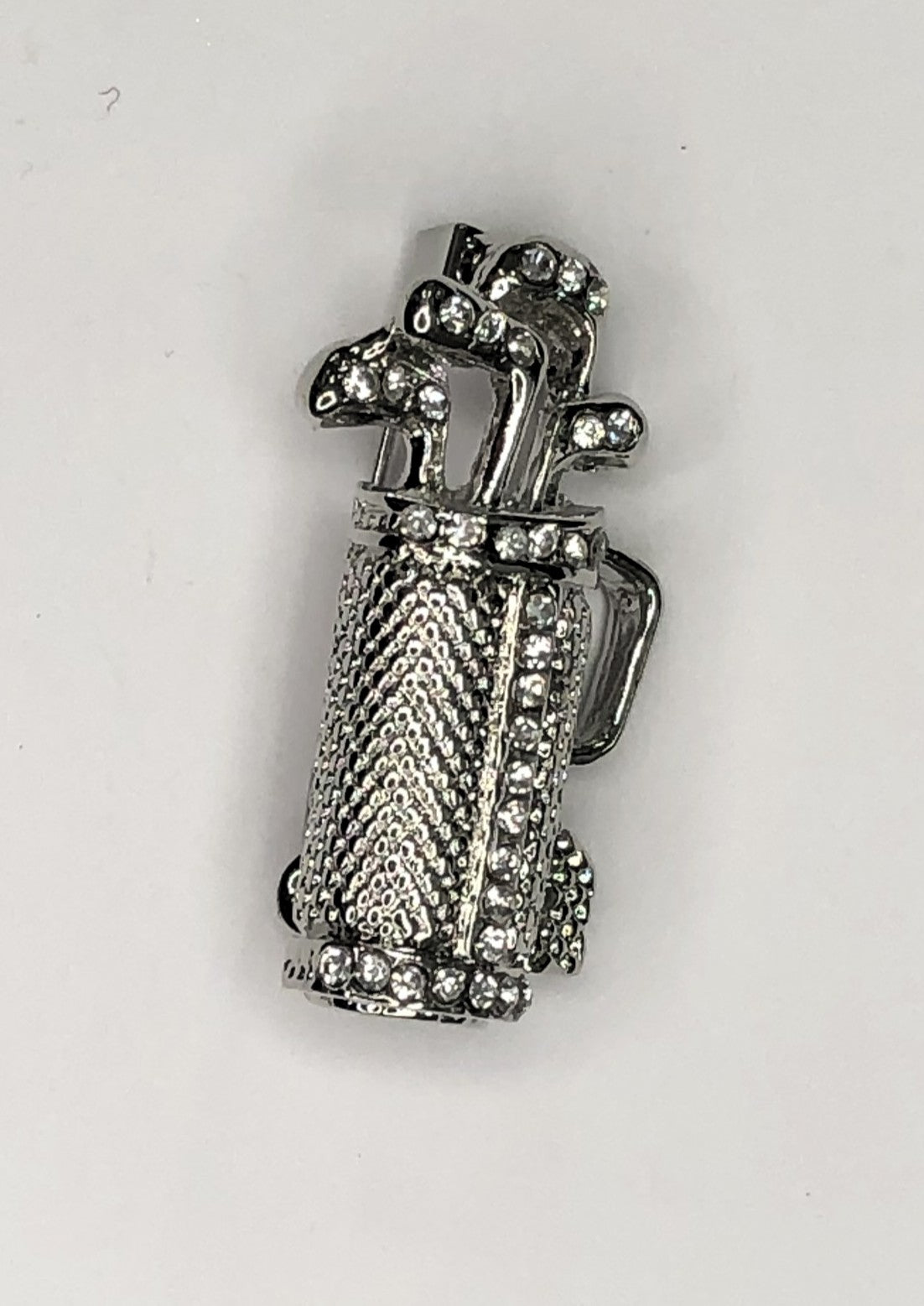 Silver diamante golf clubs brooch at erika