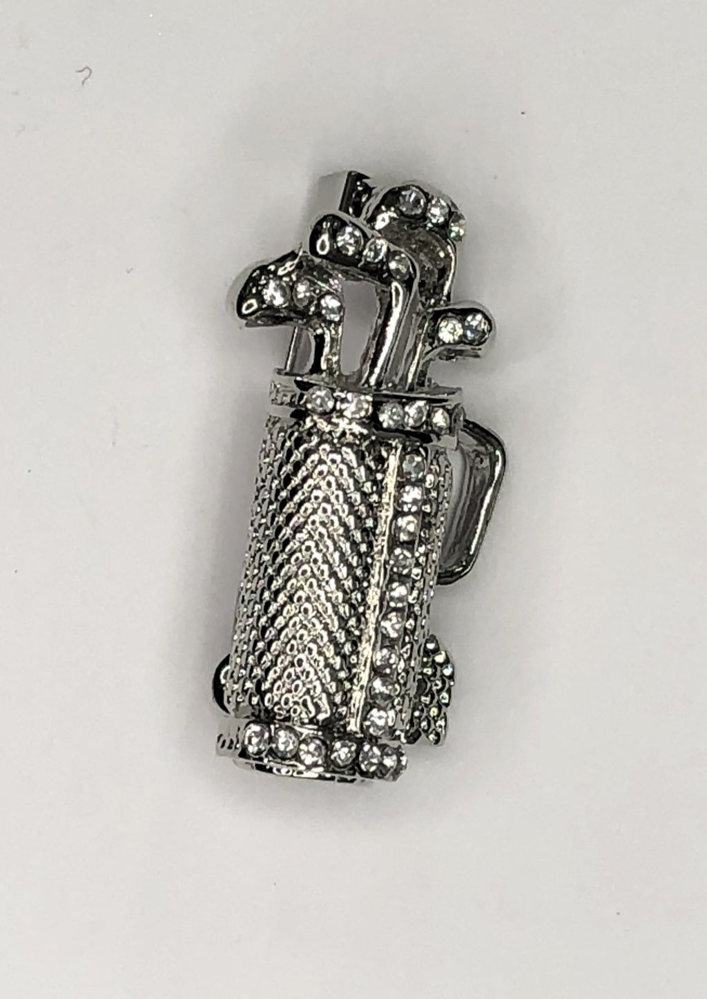 Silver diamante golf clubs brooch at erika