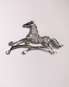 Galloping silver diamante horse brooch at erika