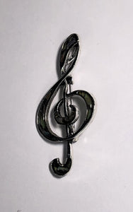 Silver treble clef with Mother of Pearl inlay brooch at erika