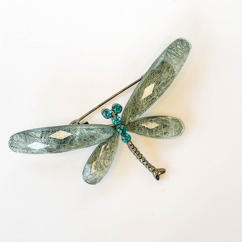 blue acrylic dragonfly brooch