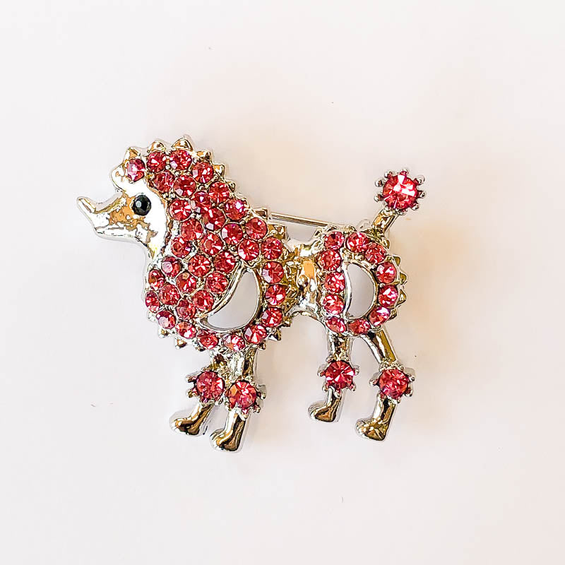 pink french poodle brooch
