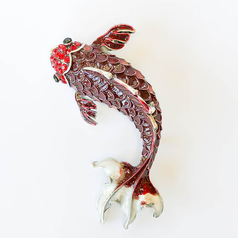 large red koi fish brooch