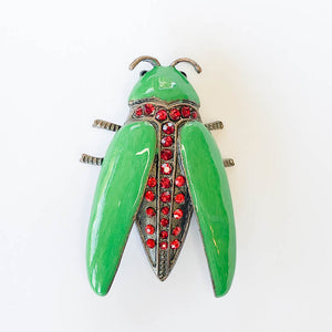 large red and green beetle brooch