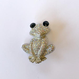 crystal encrusted frog prince brooch
