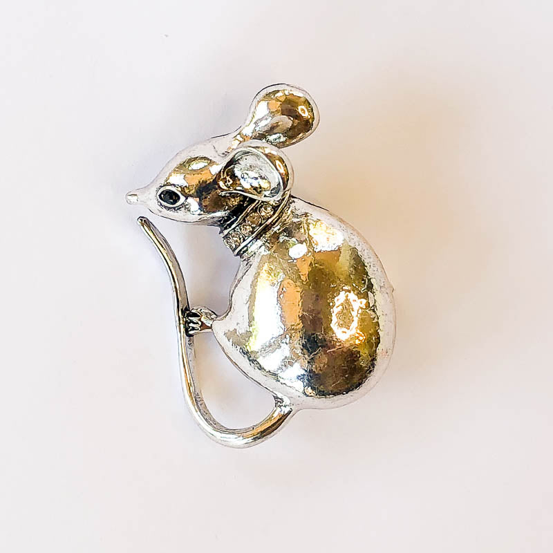 cheeky silver mouse brooch