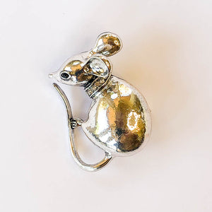 cheeky silver mouse brooch