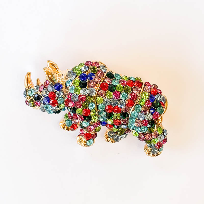 bejewelled rhino brooch