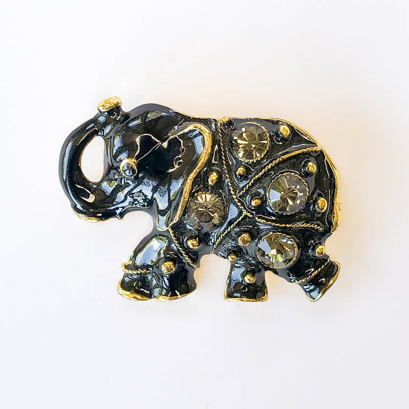 lucky black elephant brooch