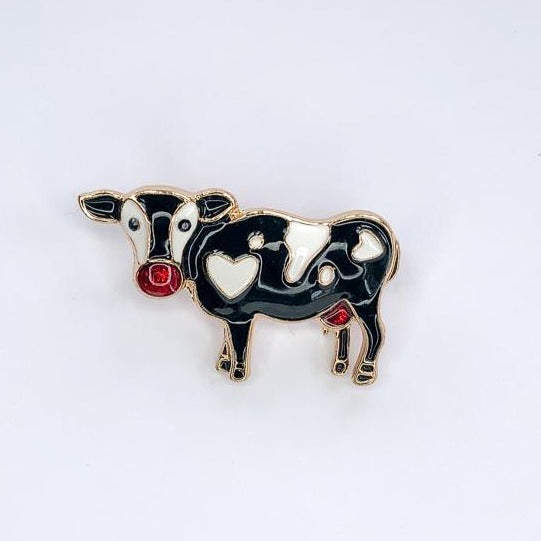 black and white jersey cow brooch
