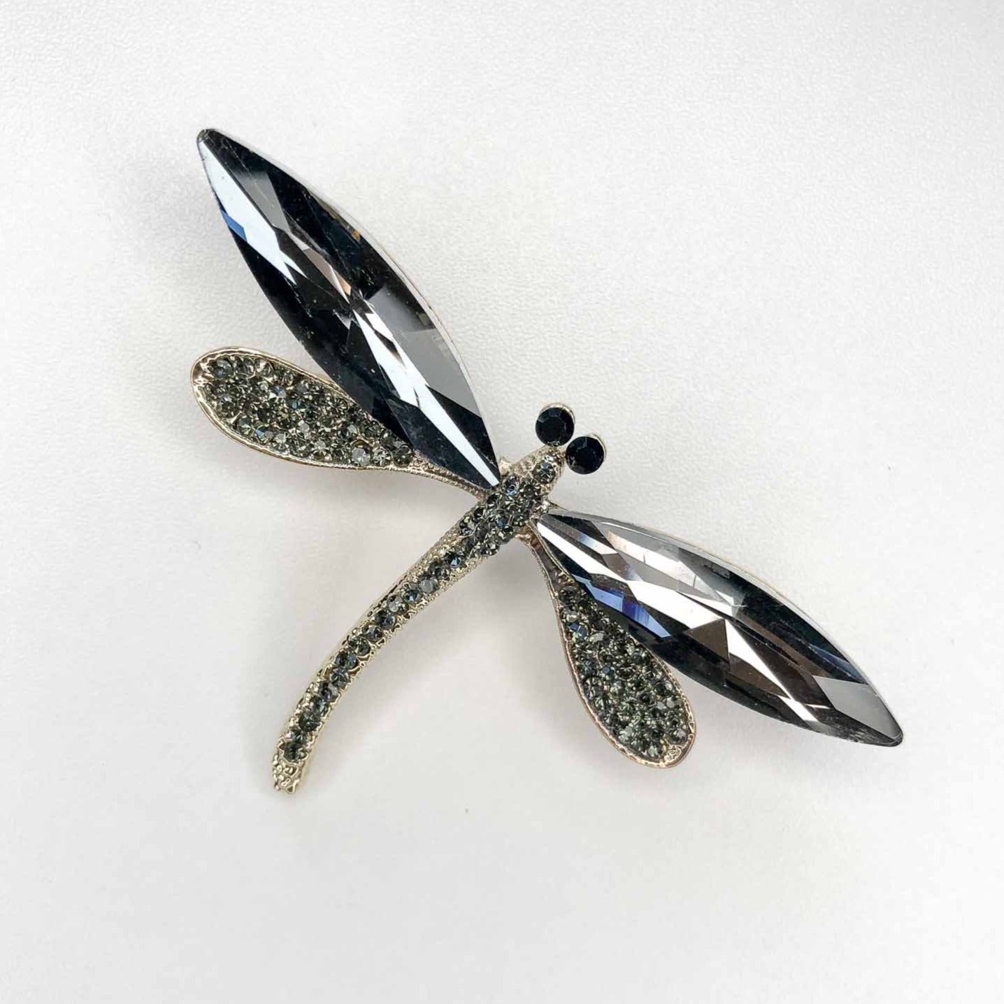 charcoal crystal dragonfly brooch
