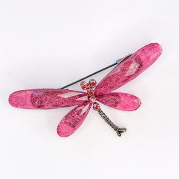 fuchsia acrylic and pink diamante dragonfly brooch at erika