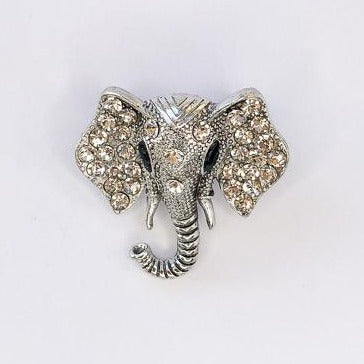 silver and diamante encrusted elephant head brooch at erika