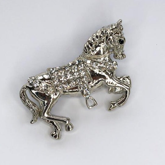 prancing silver horse brooch