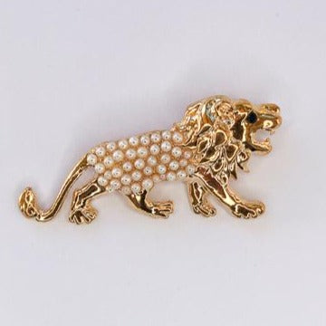 gold and pearl leo the lion brooch at erika