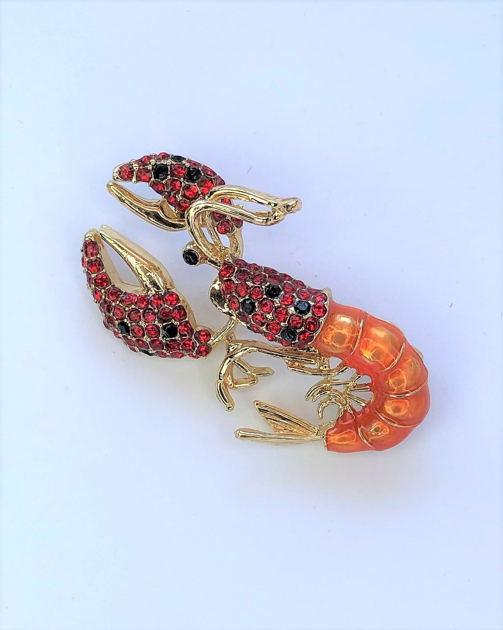Red & orange lobster brooch at erika