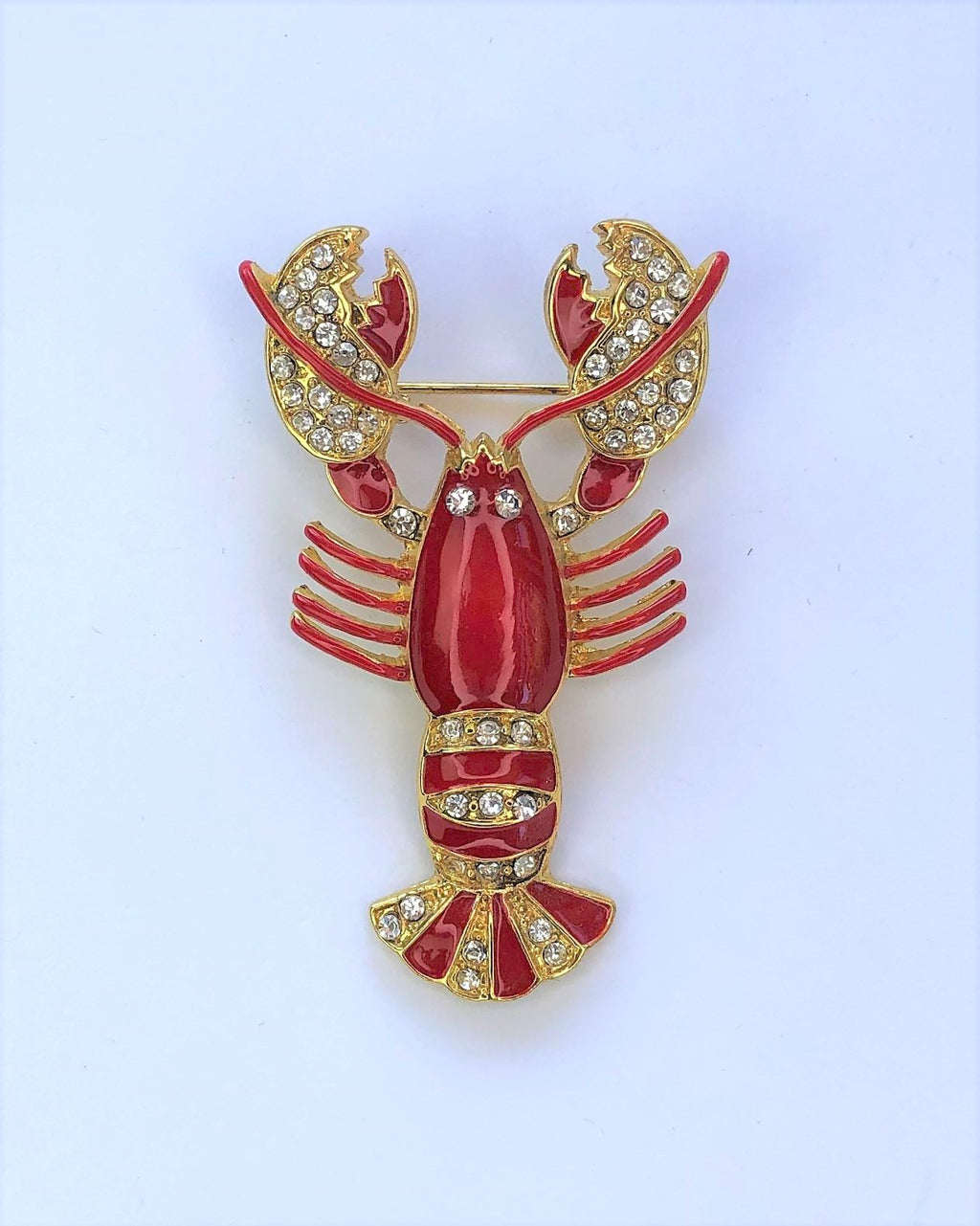 Red & gold lobster brooch at erika