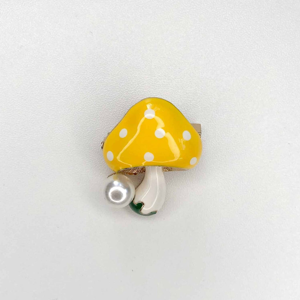 yellow spotty mushroom brooch