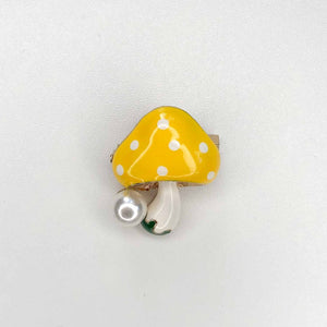 yellow spotty mushroom brooch