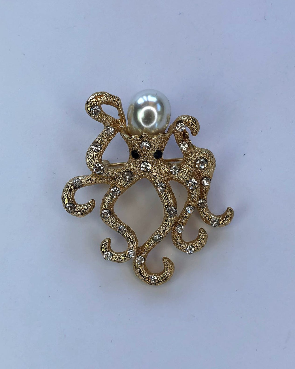 Pearl & gold diamante octopus brooch at erika