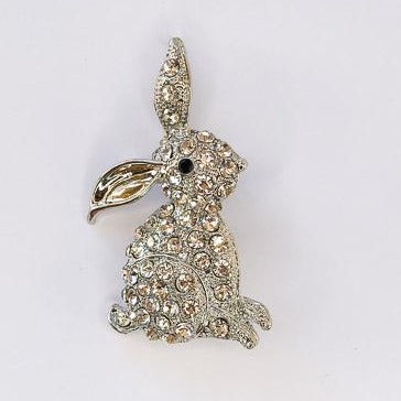 silver diamante rabbit brooch at erika