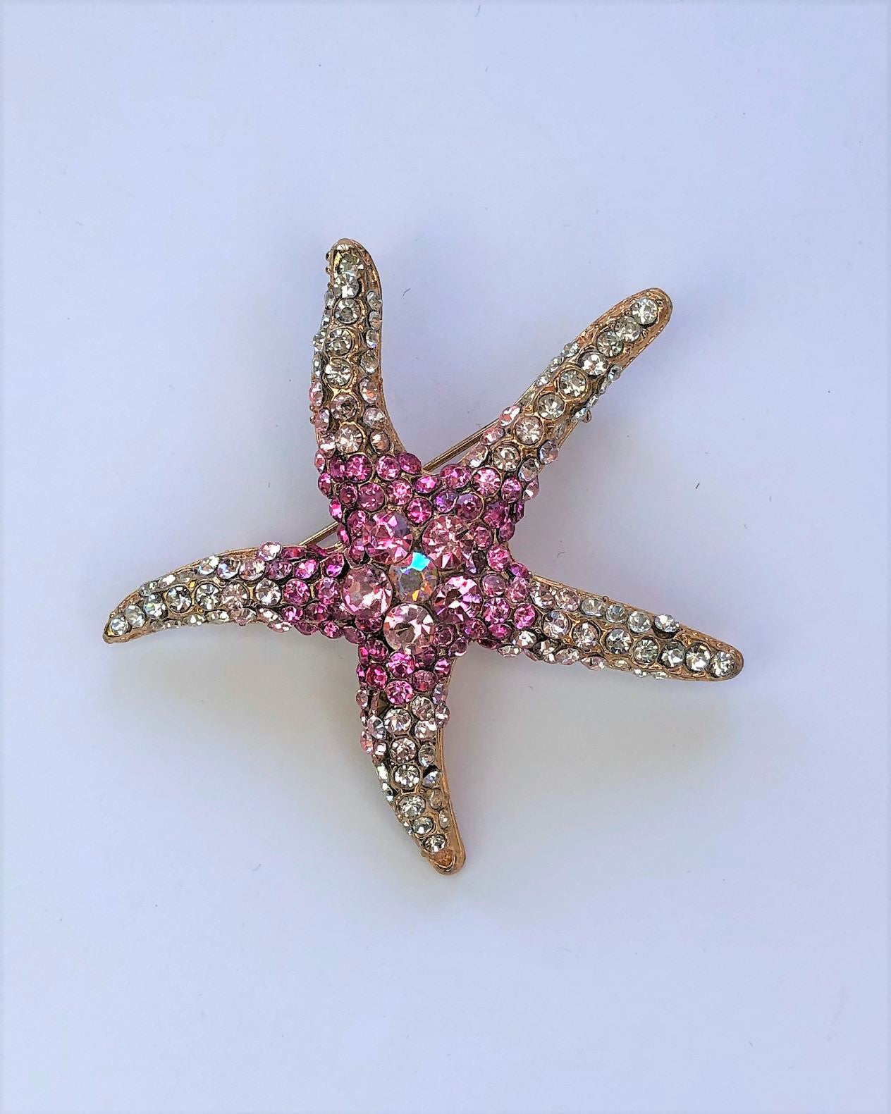 Pink crystal starfish brooch at erika