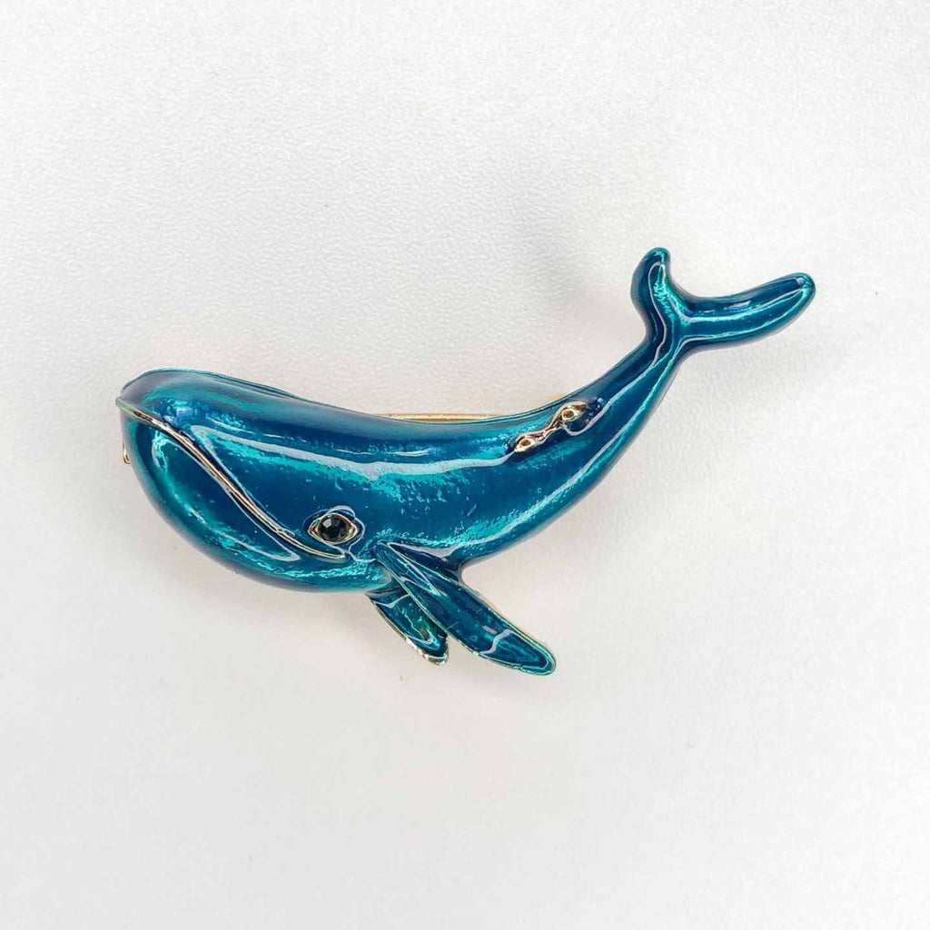 blue happy whale brooch